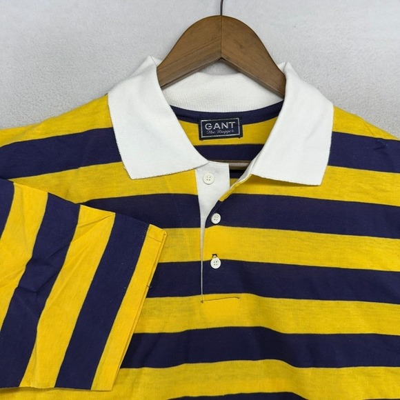 Gant Other - Vintage Gant Polo Shirt Mens XL Yellow Blue The Rugger Striped Deadstock 70s ivy